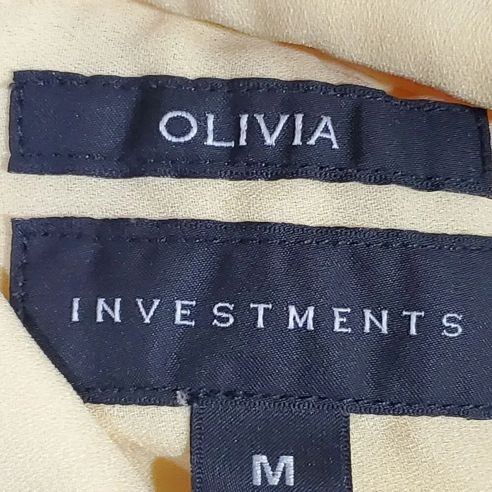 Olivia Button Down Shirt Womens Size M Yellow Cotton Blend